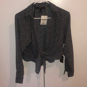 Forever 21 Tie Front Printed Blouse